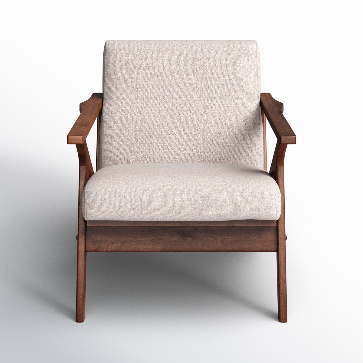 Mid-Century Modern Sheesham & Cotton Lounge Arm Chair