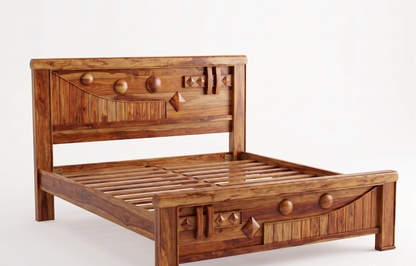 Heavy-Duty Wooden Double Bed by Adouer Wood
