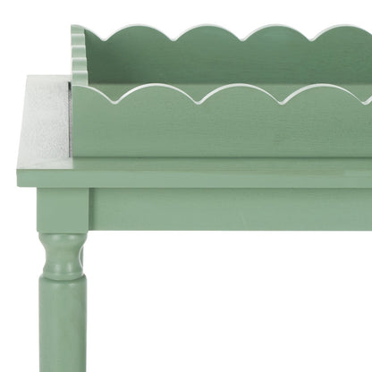 ADOUER WOOD  3-Tier Rolling Bar Cart with Removable Scalloped Tray and Spindle Legs