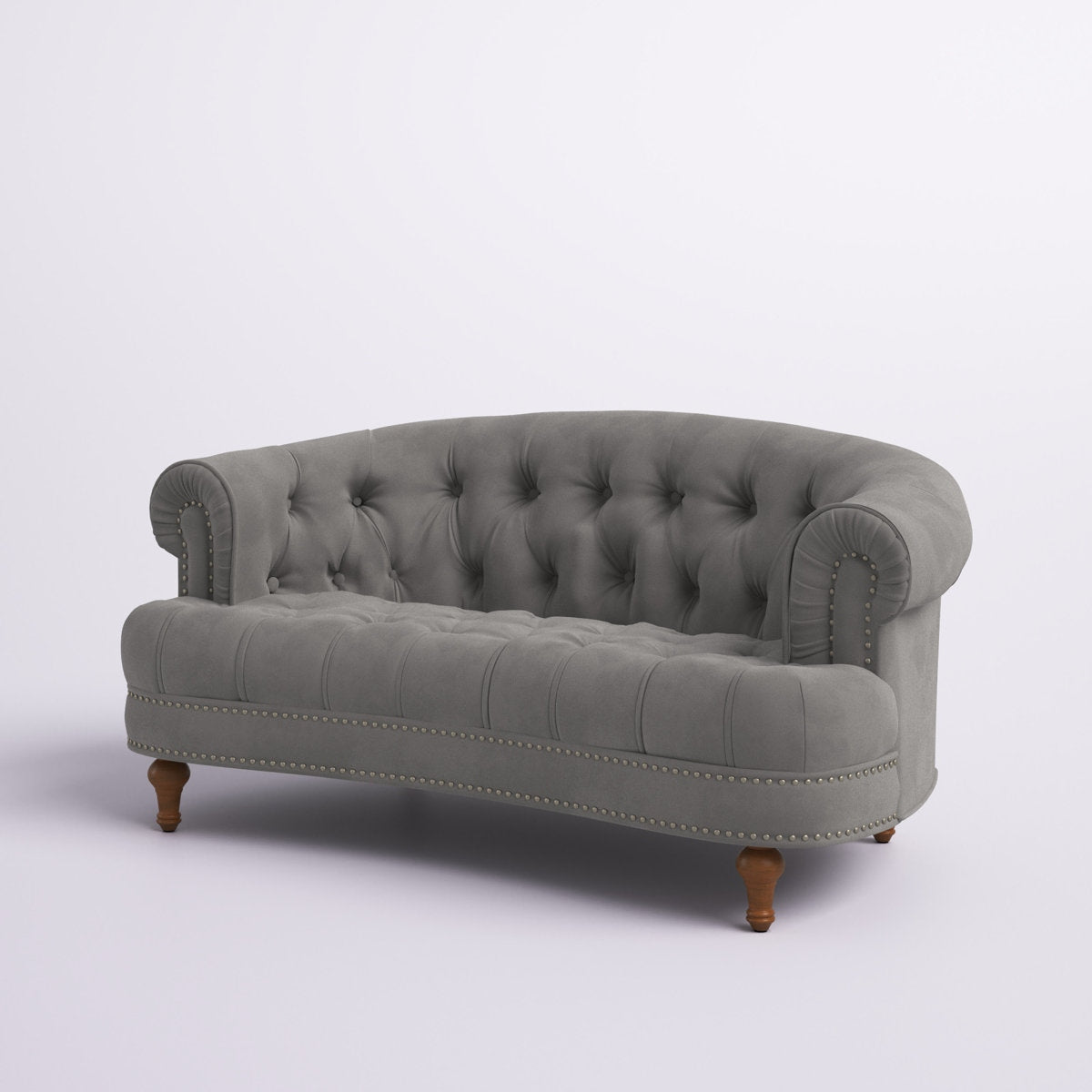 ADOUER WOOD Solid Wood Frame Upholstered Tufted Back 3 Seater Sofa With Backrest