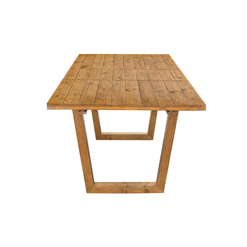 ADOUER WOOD Natural Wood Finish Dining Table with 6 Upholstered Chairs featuring Breathable Cane Backrests