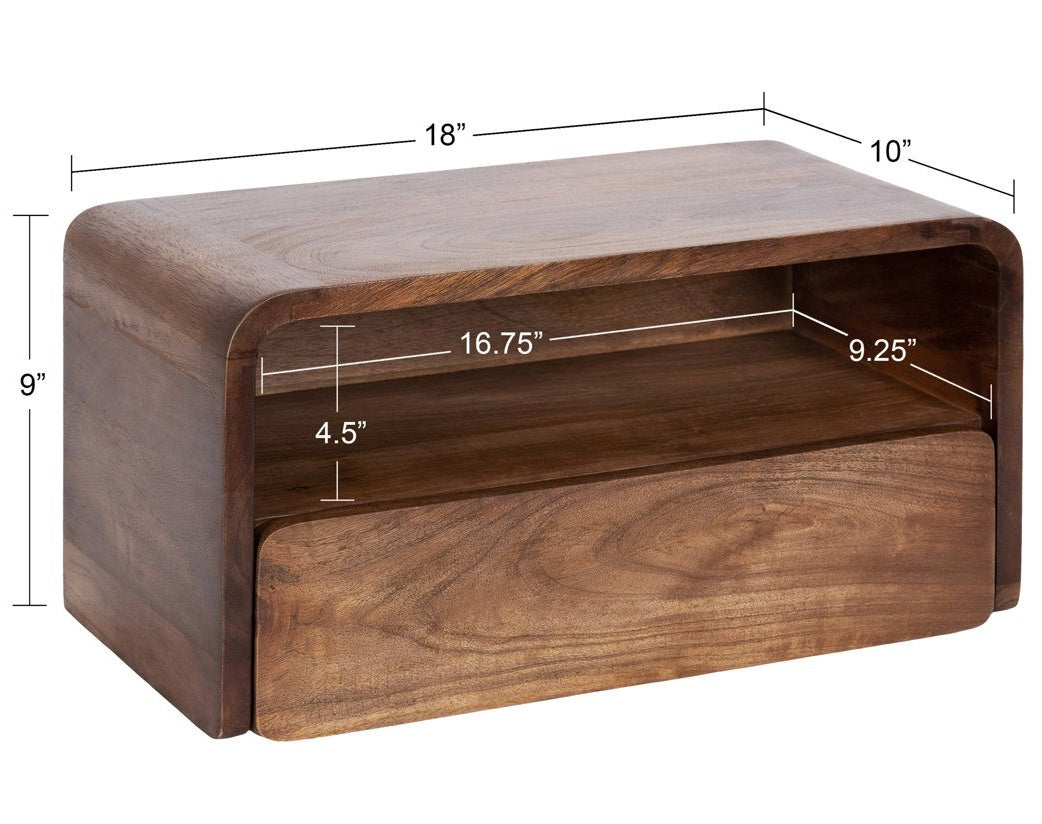 Mid-Century Modern Curved Floating Nightstand with Drawer