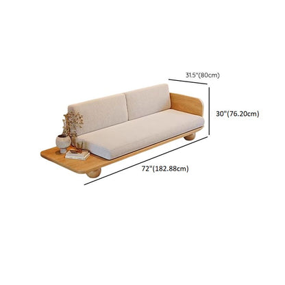 Adouer Wood Handcrafted Acacia Wood 3 Seater Cotton Fabric Sofa in Natural Shade