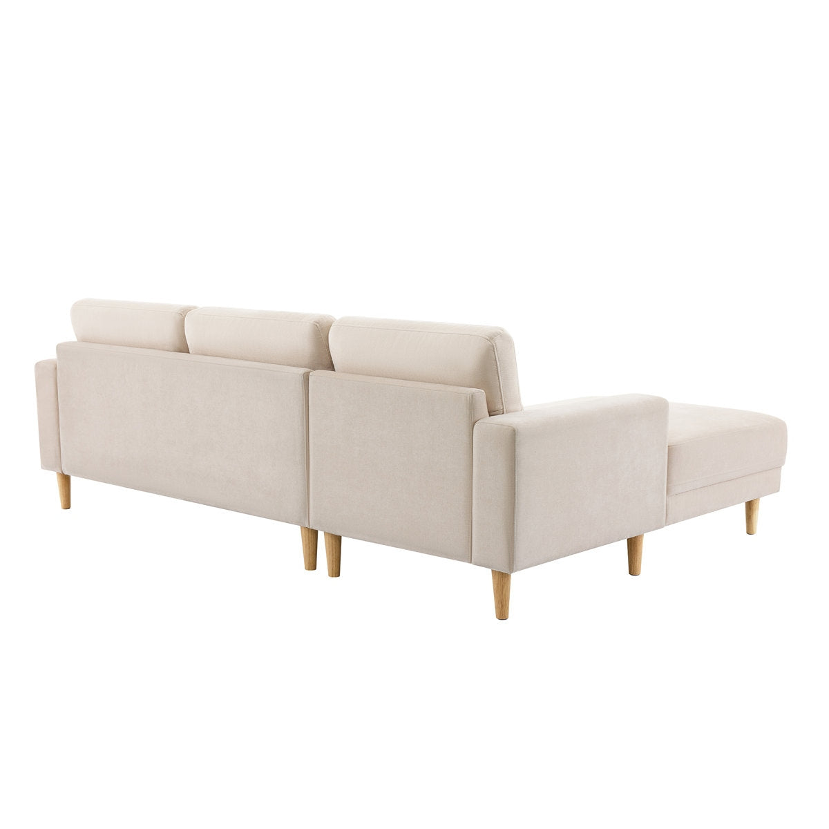 Luxury Acacia Wood Frame Velvet Sectional Sofa with Reversible Chaise