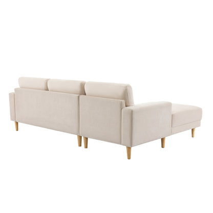Luxury Acacia Wood Frame Velvet Sectional Sofa with Reversible Chaise