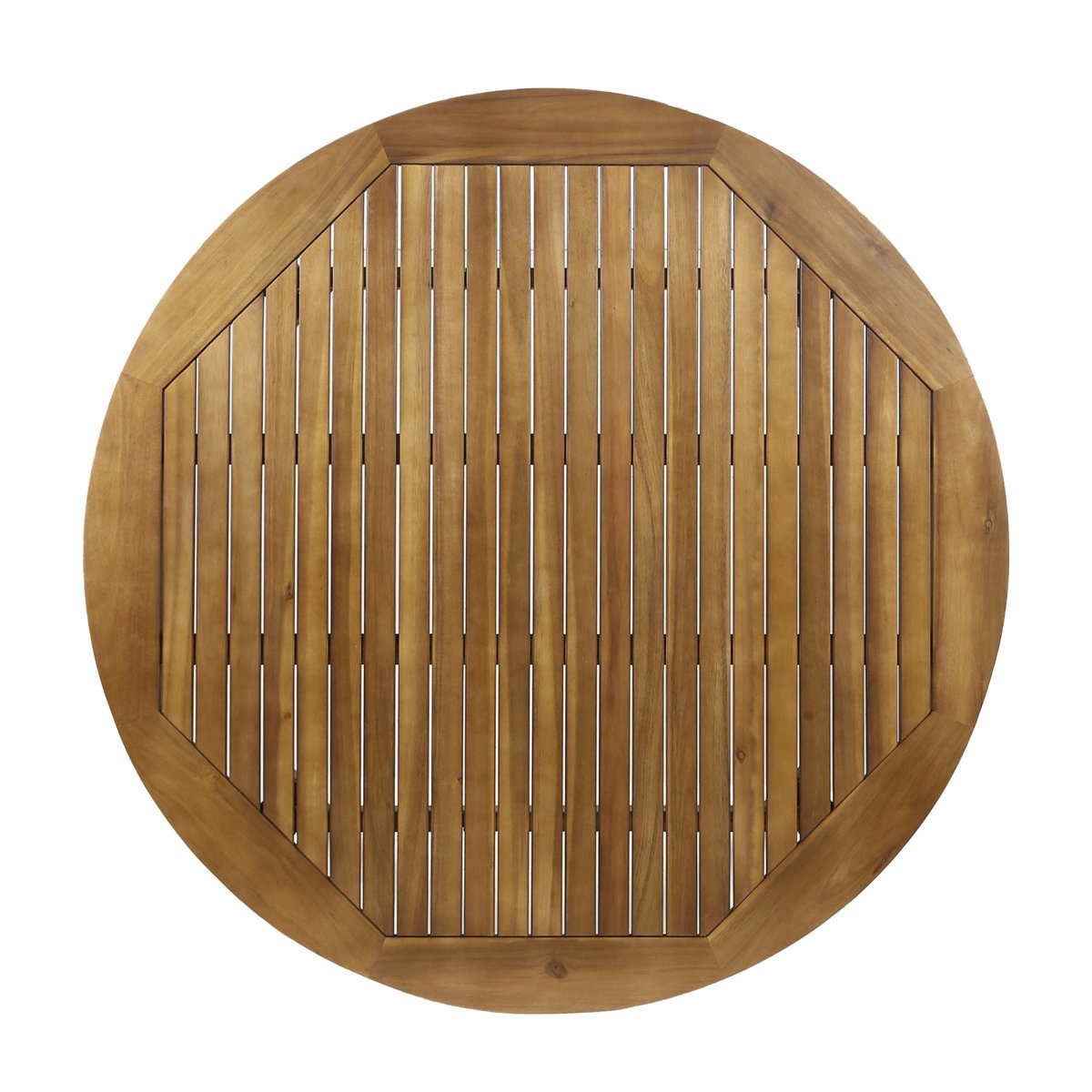 ADOUER WOOD Round Slatted Wooden Patio Table with 4 Matching Armchairs