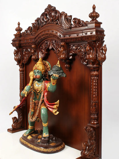 Premium Walnut Finish Sheesham Wood Pooja Mandir with Majestic Arch Design