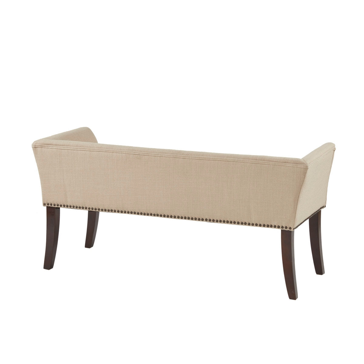 Adouer Wood Solid Sheesham Upholstered Bed Bench with Nailhead Trim
