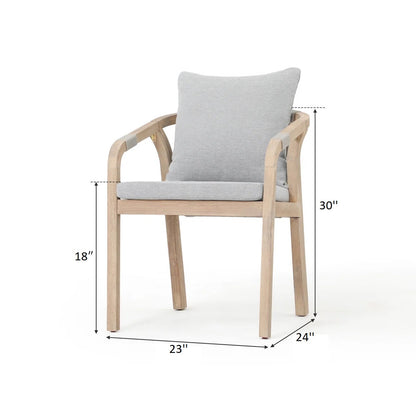 ADOUER WOOD Solid Acacia Wood 8-Seater Outdoor Dining Set with Weather-Resistant Grey Cushions Exterior PU Finish