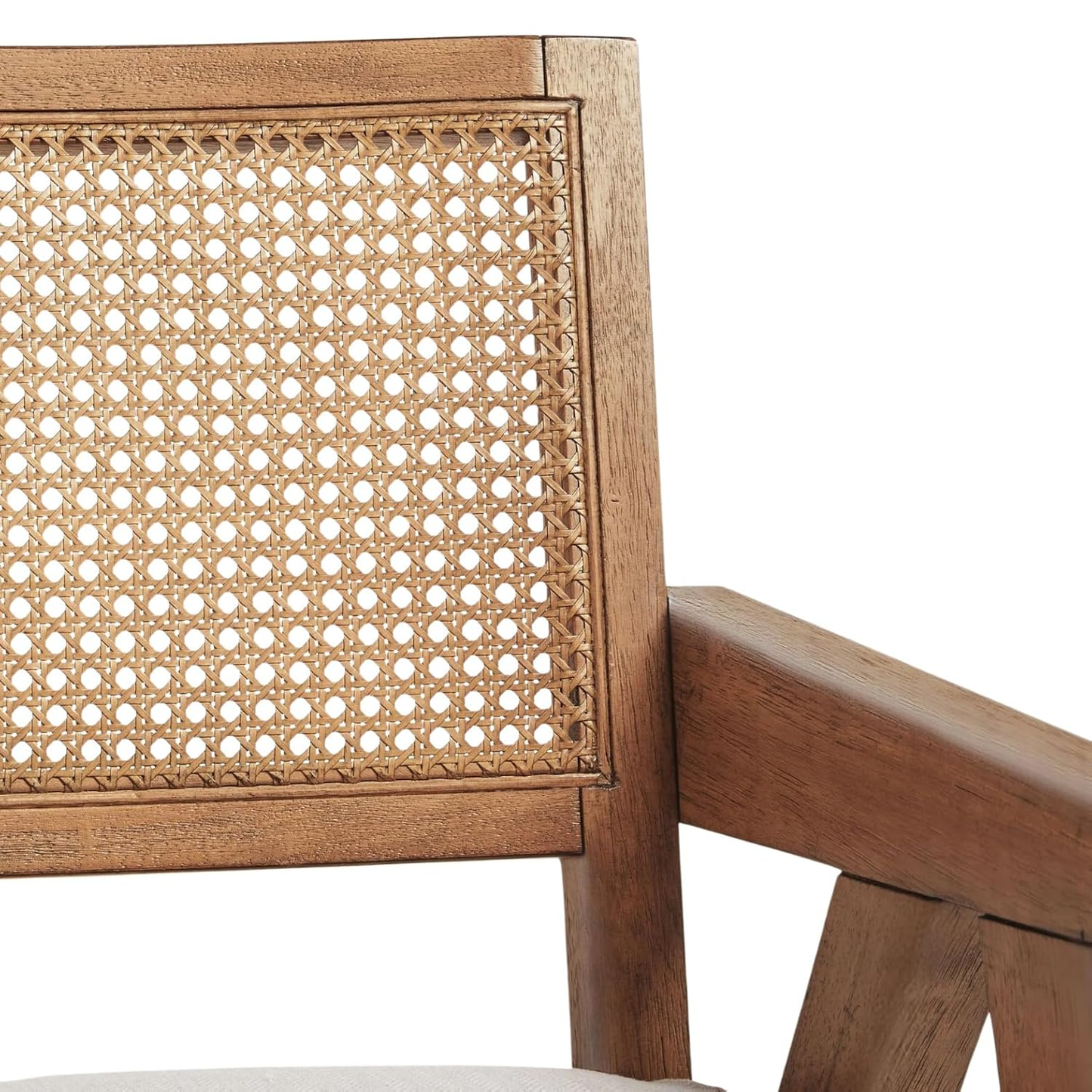 ADOUER WOOD Acacia Wood Rattan Handle Luxury Arm Chair - Natural