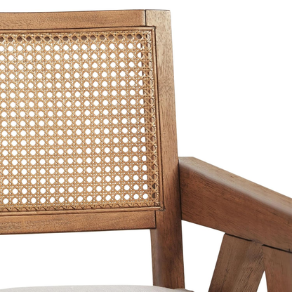 ADOUER WOOD Acacia Wood Rattan Handle Luxury Arm Chair - Natural
