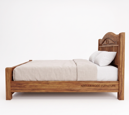 ADOUER WOOD Natural Finish Luxury Double Bed for Bedroom