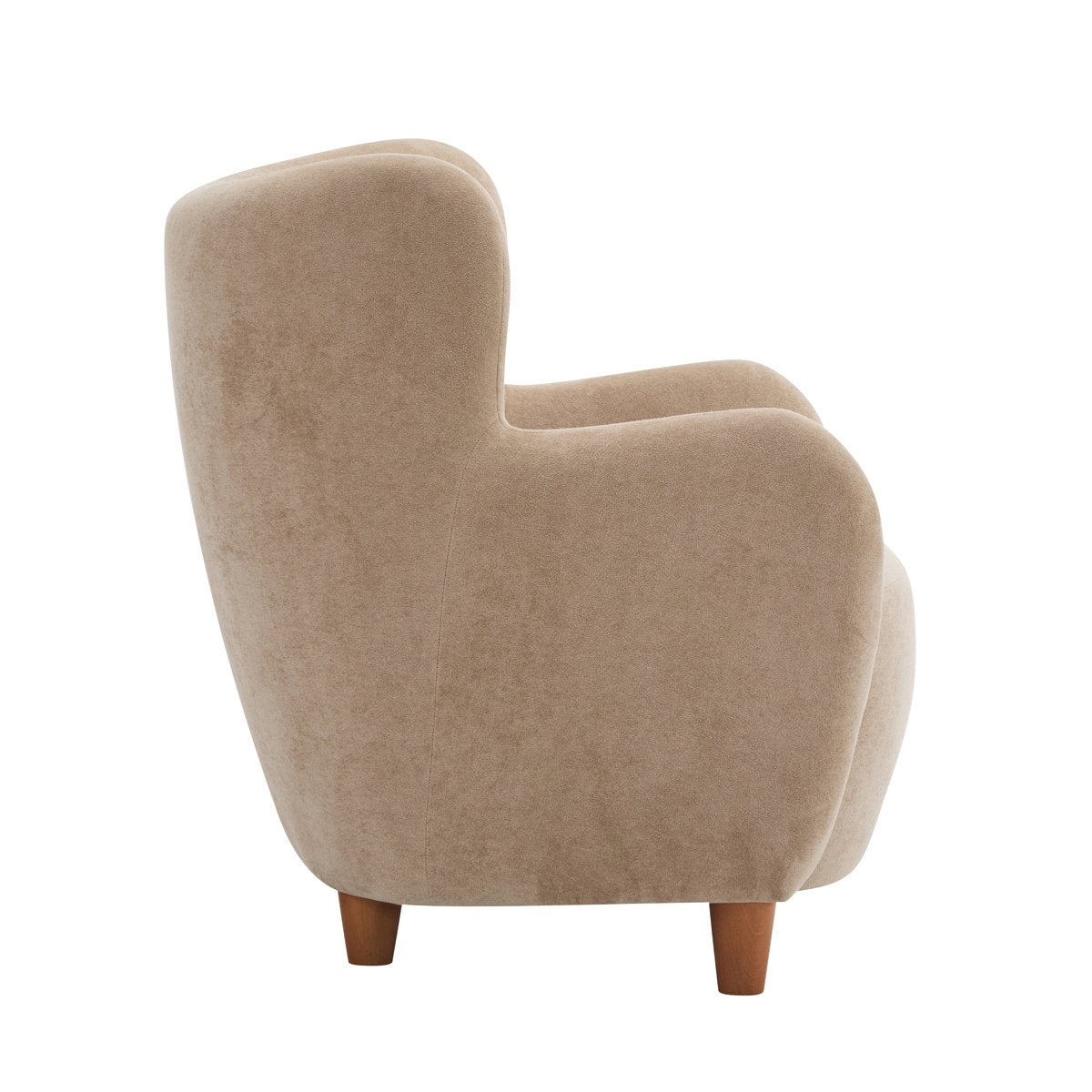 Modern Curved Velvet Wingback Chair with Solid Acacia Wood Frame