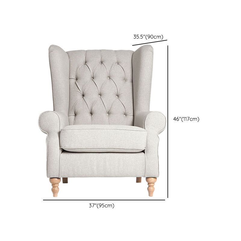 ADOUER WOOD Solid Wood Leg & Frame With Cotton Fabric Wingback Chair