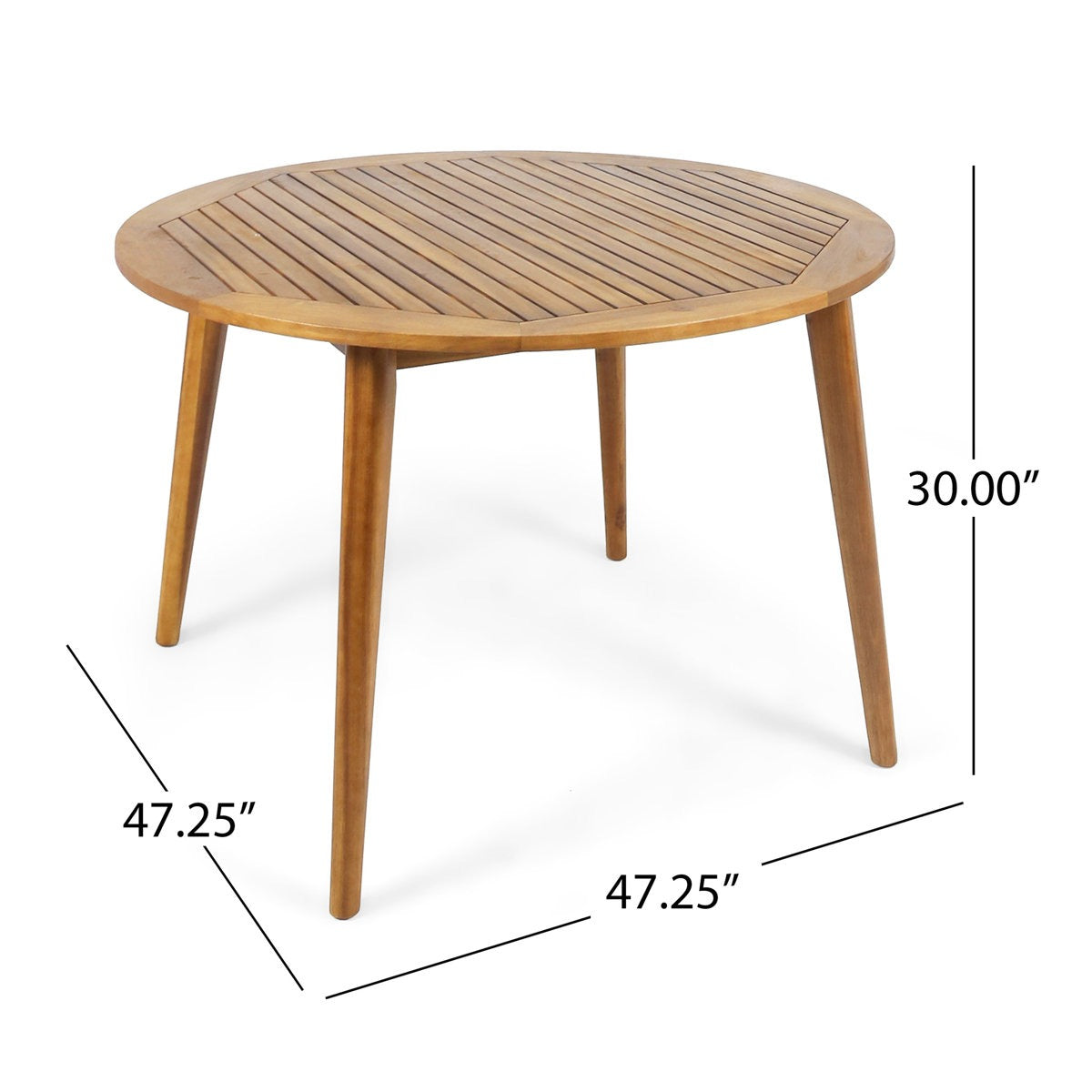 ADOUER WOOD Round Slatted Wooden Patio Table with 4 Matching Armchairs