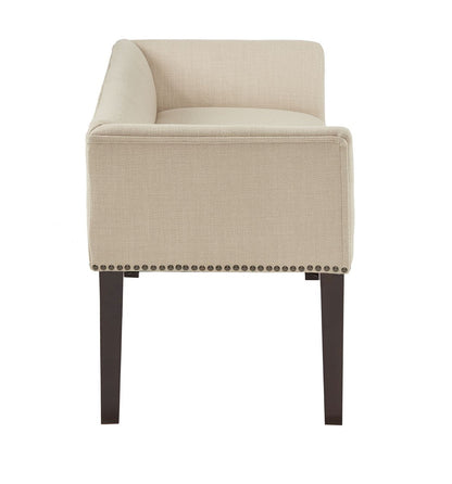 Adouer Wood Solid Sheesham Upholstered Bed Bench with Nailhead Trim