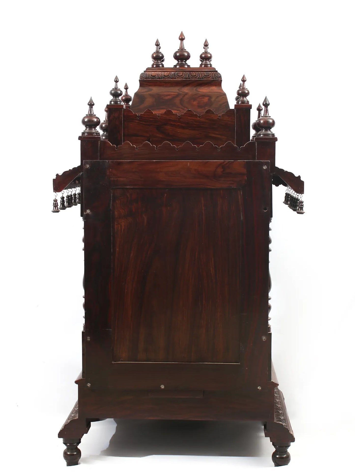 Intricately Carved Indian Style Sheesham Wood Mandir - Walnut Finish