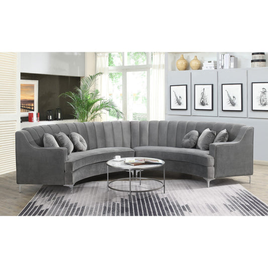 Luxurious Velvet Curved 6 Seater Sofa stainless steel Leg