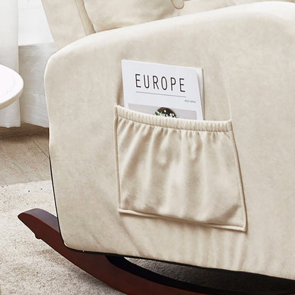 Luxurious Velvet Upholstered Rocking Chair with Solid Wood Base