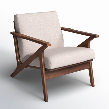 Mid-Century Modern Sheesham & Cotton Lounge Arm Chair
