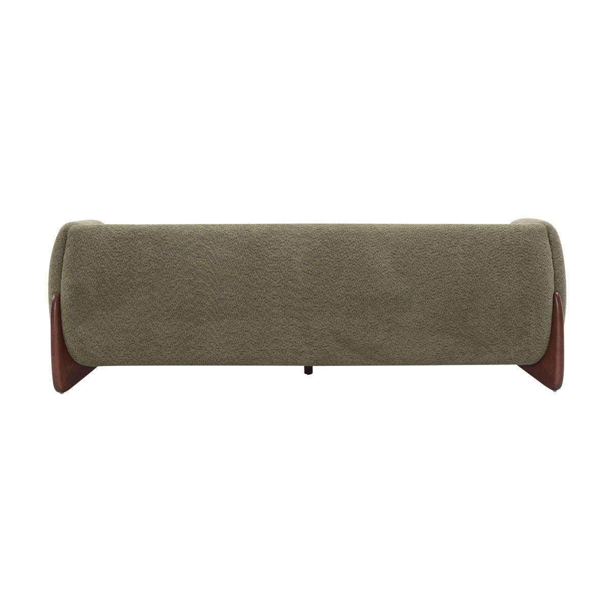 Elegant Boucle Sofa with Curved Sheesham Base