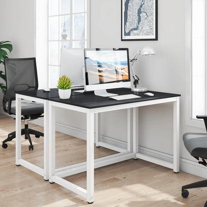 Great Choice Solid Wood Black Top & White Frame/Leg Study and Computer Table for Home & Office