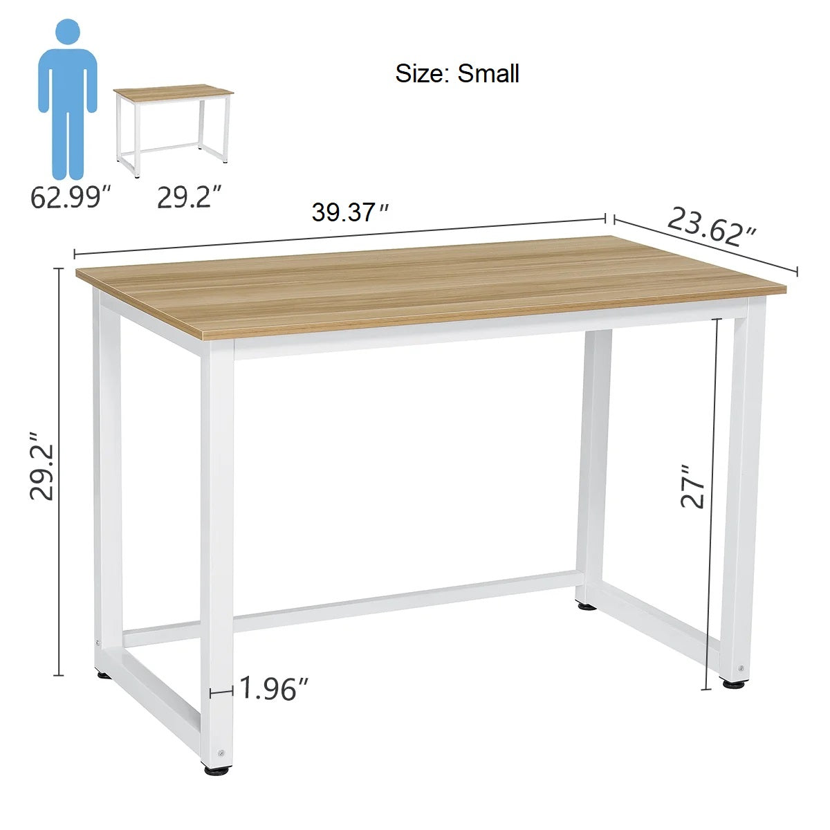 Great Choice Solid Wood Black Top & White Frame/Leg Study and Computer Table for Home & Office