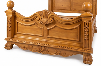Adouer Wood Royal Solid Wood King Bed | Premium Teak Finish