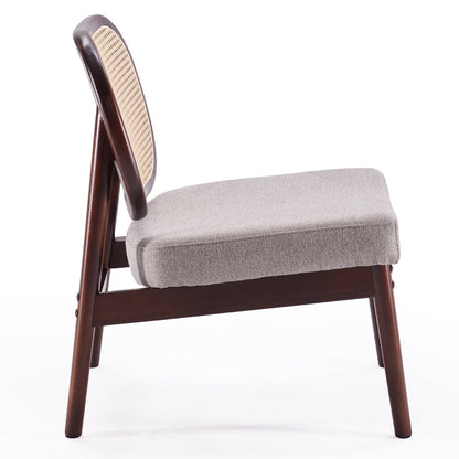 Sheesham Wood Cane Back Armchair with Cotton Seat