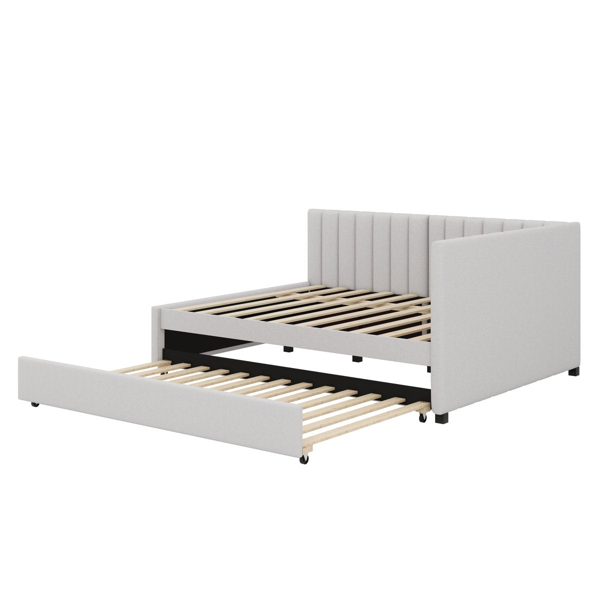 The Modern Sophisticate: Vertical Channel Tufted Solid Wood Daybed with Hidden