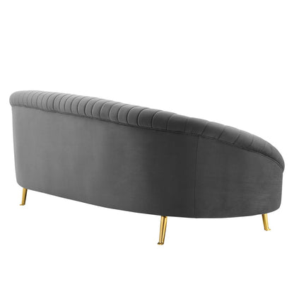 Acacia & Ash Velvet Channel Tufted 3 Seater Sofa