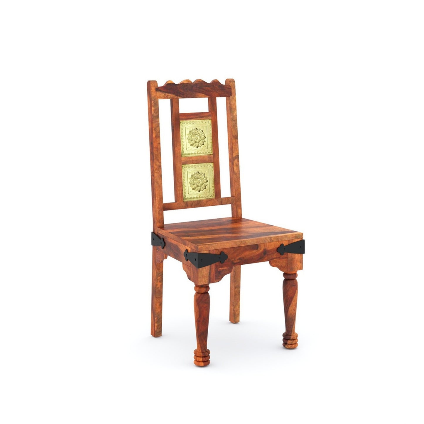 Traditional Sheesham Wood 4-Seater Dining Table with Inlay Detail