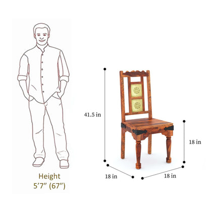 Traditional Sheesham Wood 4-Seater Dining Table with Inlay Detail
