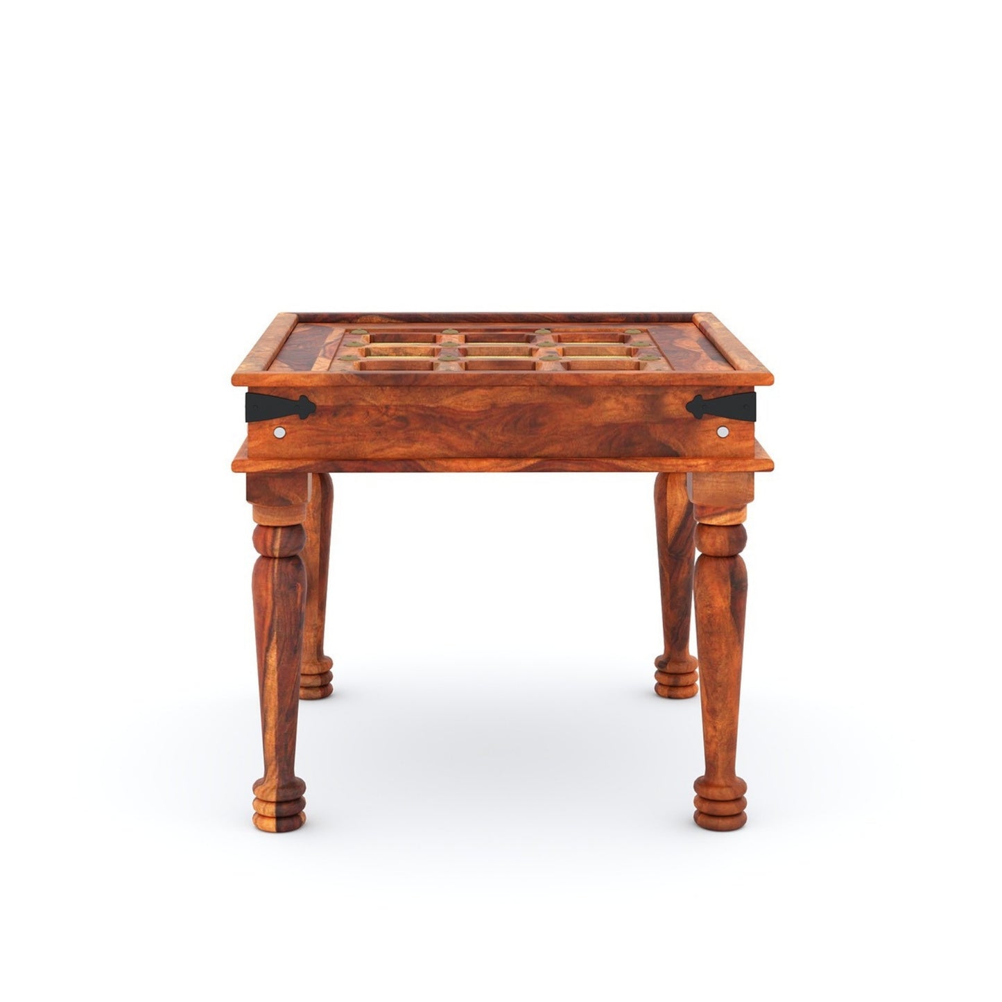 Traditional Sheesham Wood 4-Seater Dining Table with Inlay Detail