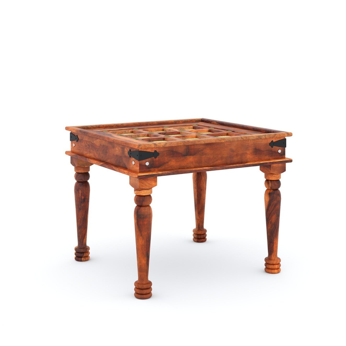 Traditional Sheesham Wood 4-Seater Dining Table with Inlay Detail