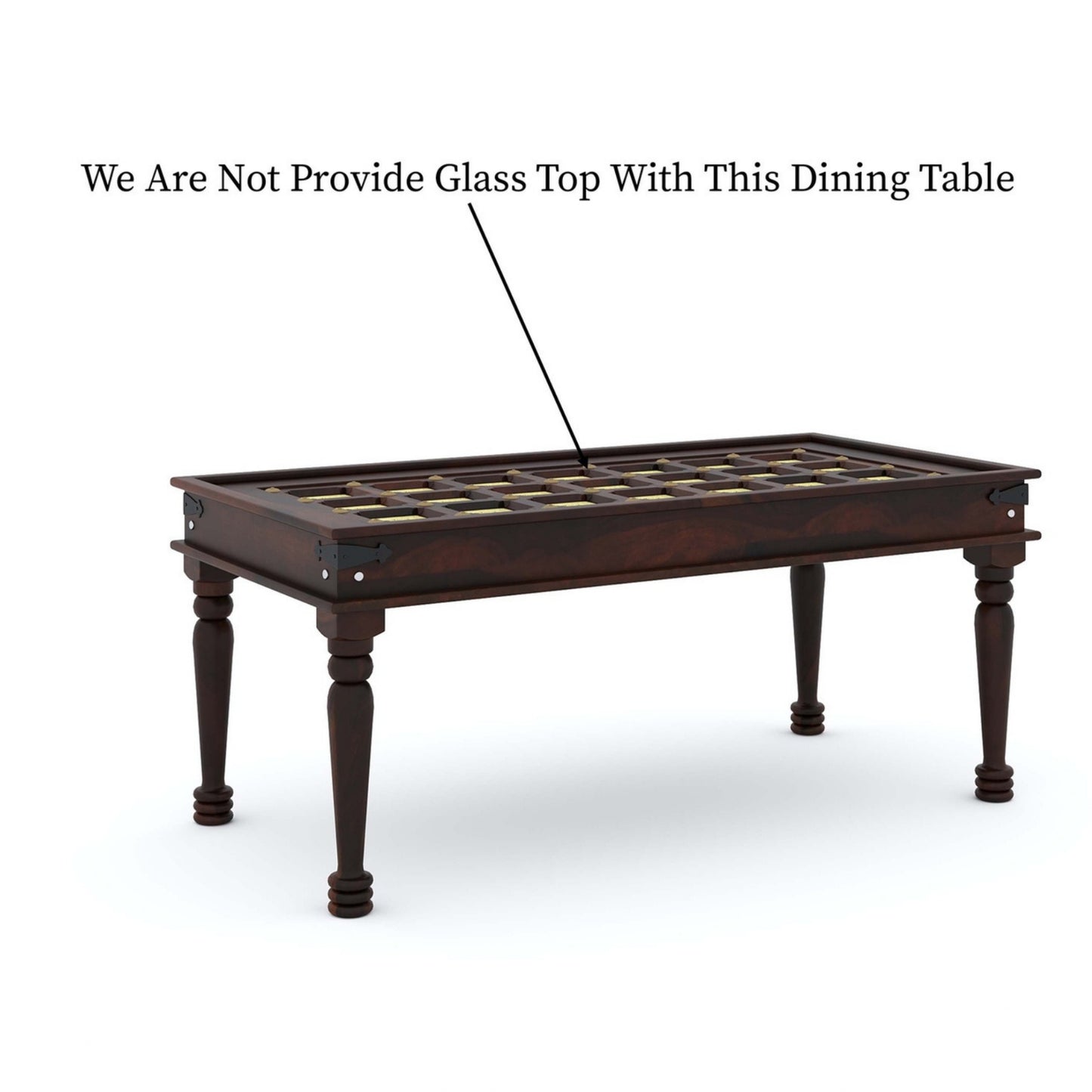 Traditional Sheesham Wood 6-Seater Dining Table with Inlay Detail