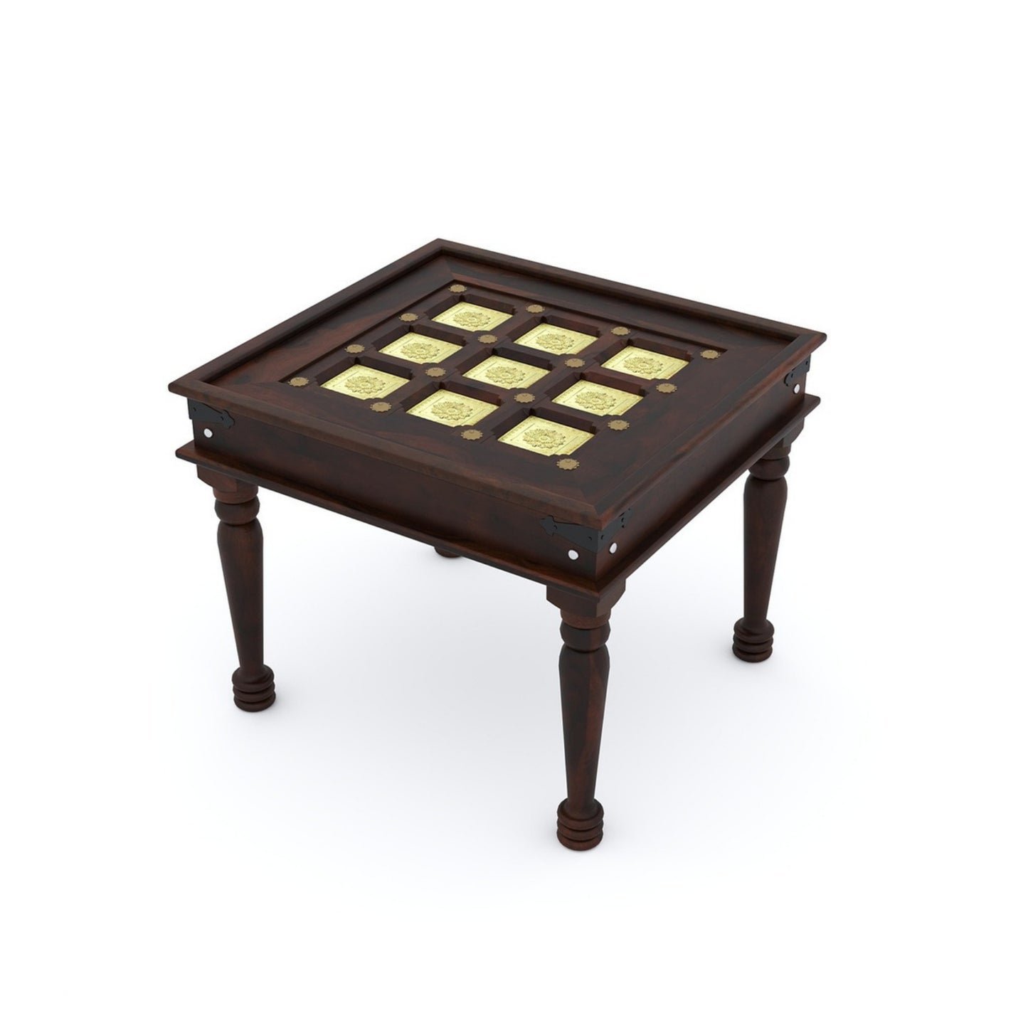 Traditional Sheesham Wood 4-Seater Dining Table with Inlay Detail