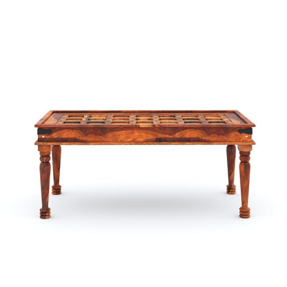 Traditional Sheesham Wood 6-Seater Dining Table with Inlay Detail