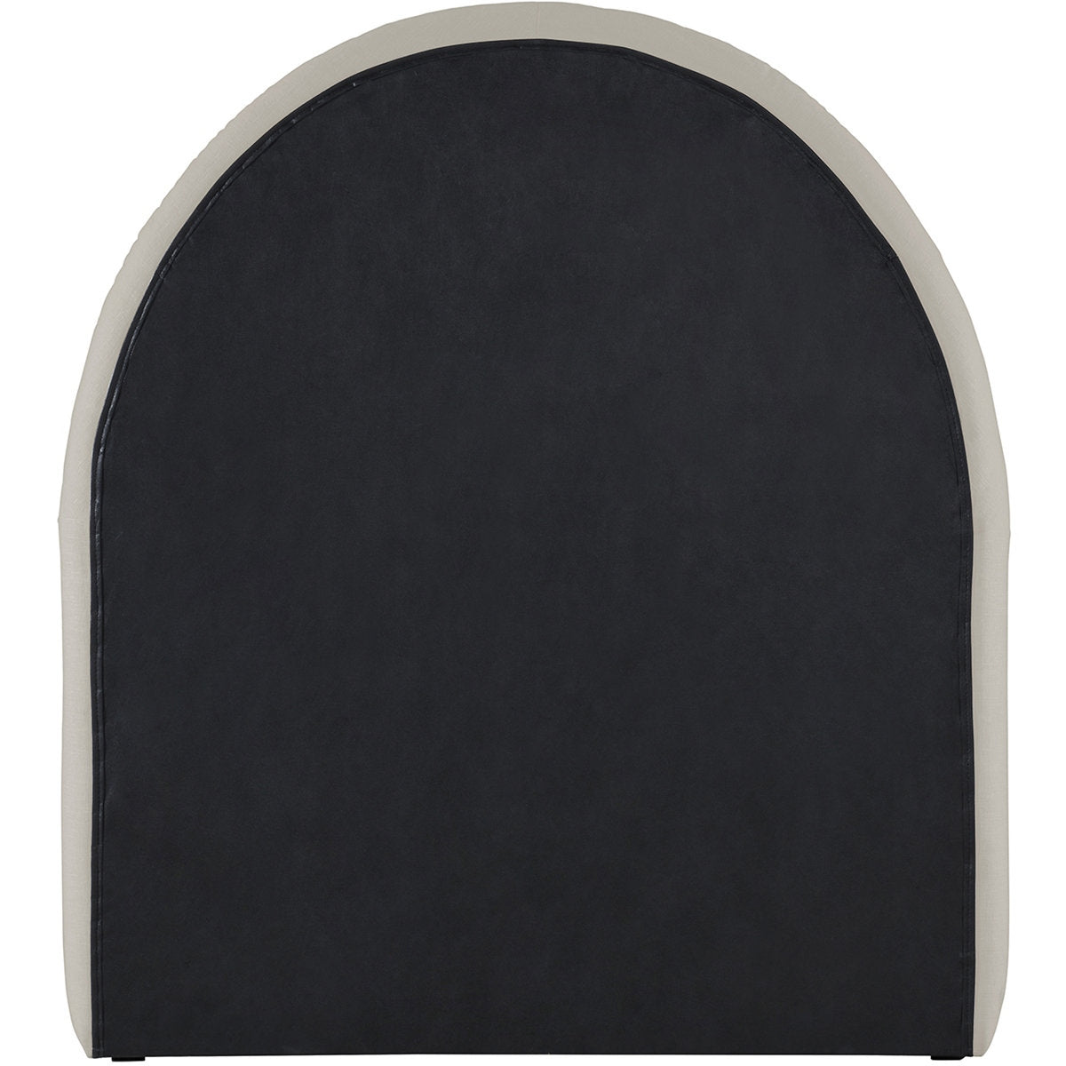 Black arch-shaped object with a white border on a white background