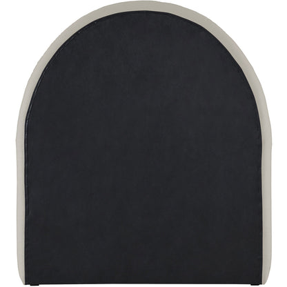 Black arch-shaped object with a white border on a white background