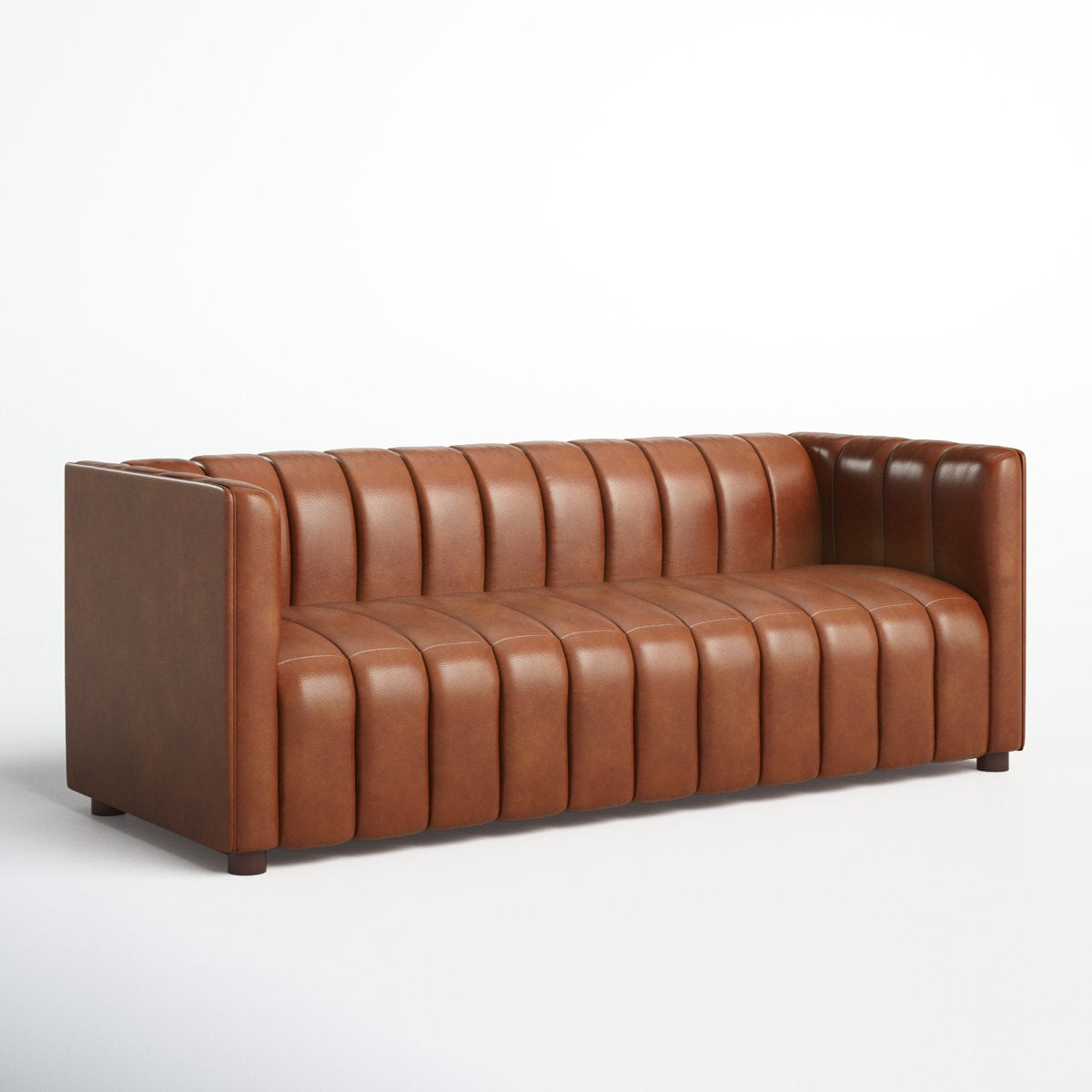 Brown leather sofa on a white background
