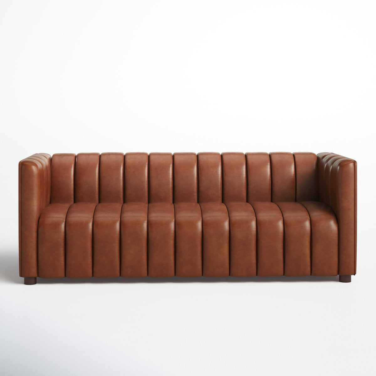 Brown leather sofa on a white background