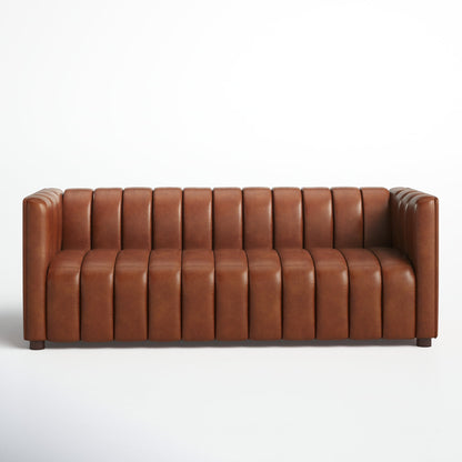 Brown leather sofa on a white background
