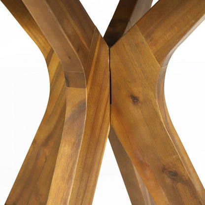 Close-up of a wooden chair base with a white background