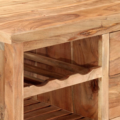 Close-up of a wooden shelf with a natural finish