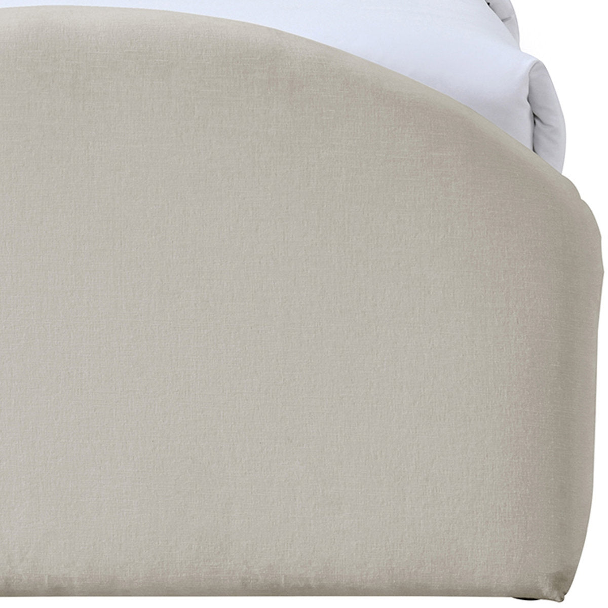 Close-up of beige fabric with a subtle texture on a white background