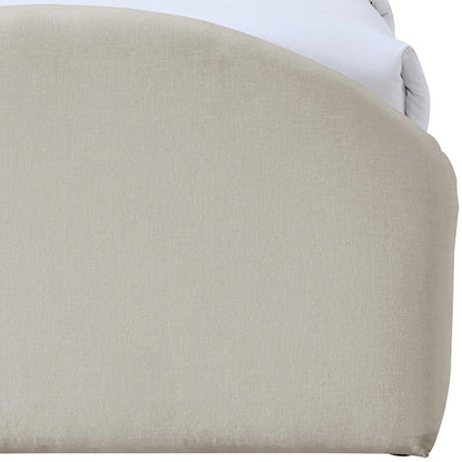 Close-up of beige fabric with a subtle texture on a white background