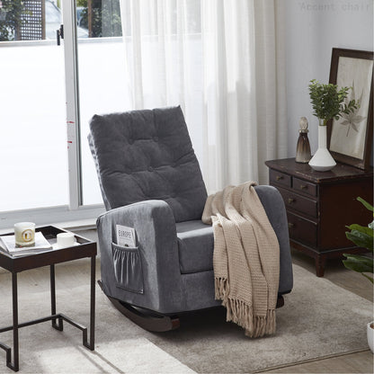 Gray recliner chair with a blanket in a living room setting