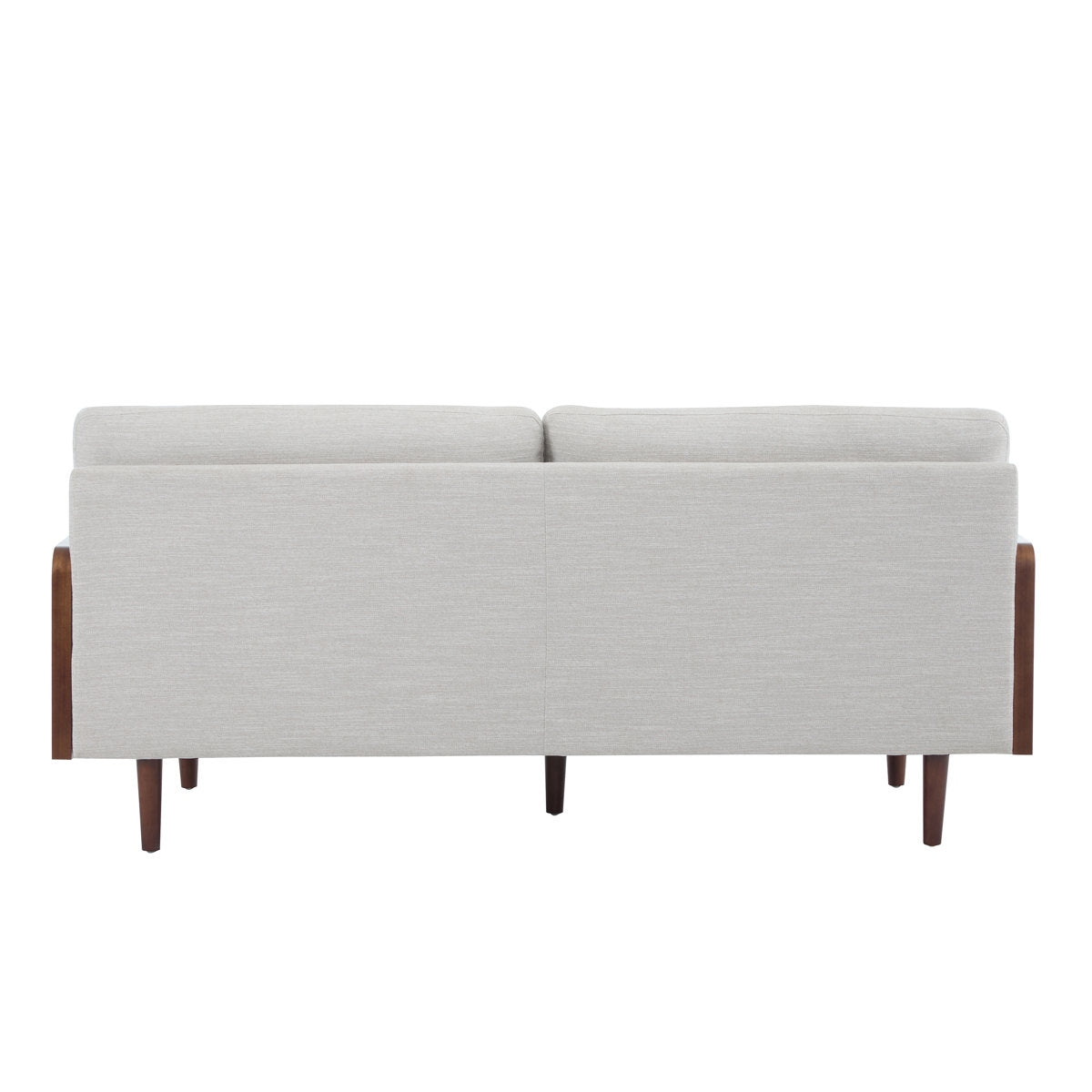 Gray sofa with wooden legs on a white background