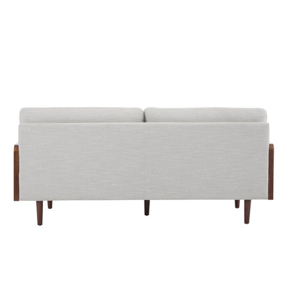 Gray sofa with wooden legs on a white background